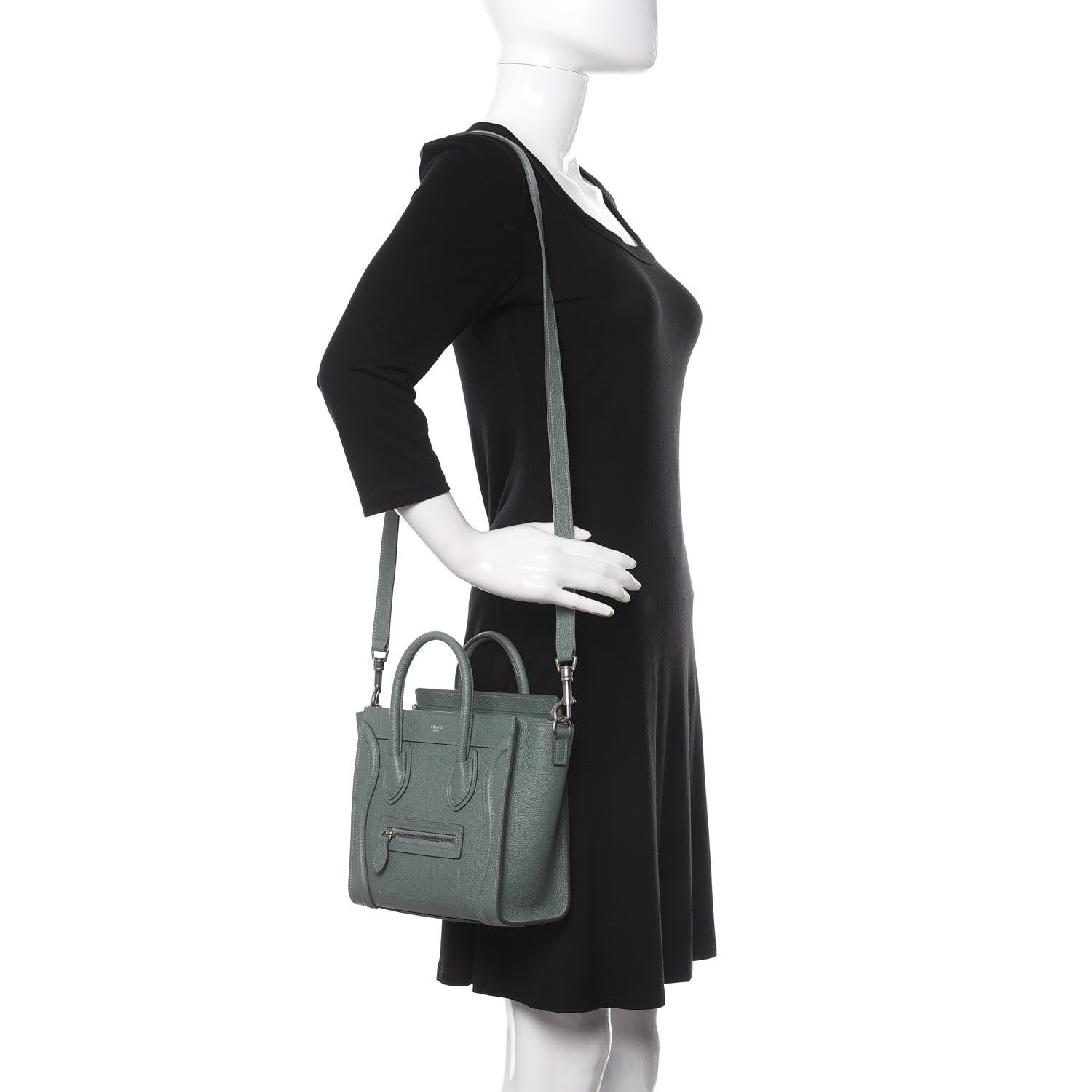 Celine Drummed Calfskin Nano Luggage Celadon 2 of 10