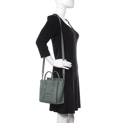 Celine Drummed Calfskin Nano Luggage Celadon 2 of 10