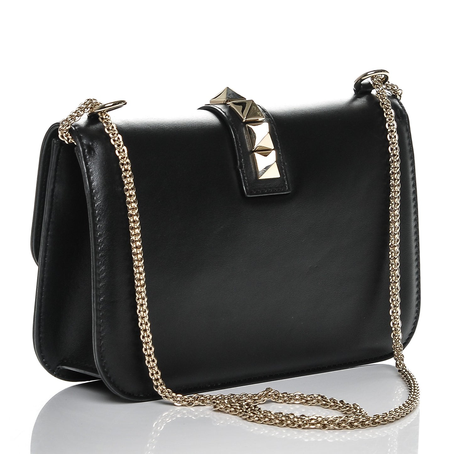 Vitello Medium Glam Lock Rockstud Flap Black
