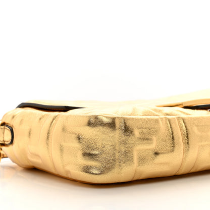 Fendi Vitello Catalan Mirror FF 1974 Embossed Baguette Gold 8 of 9