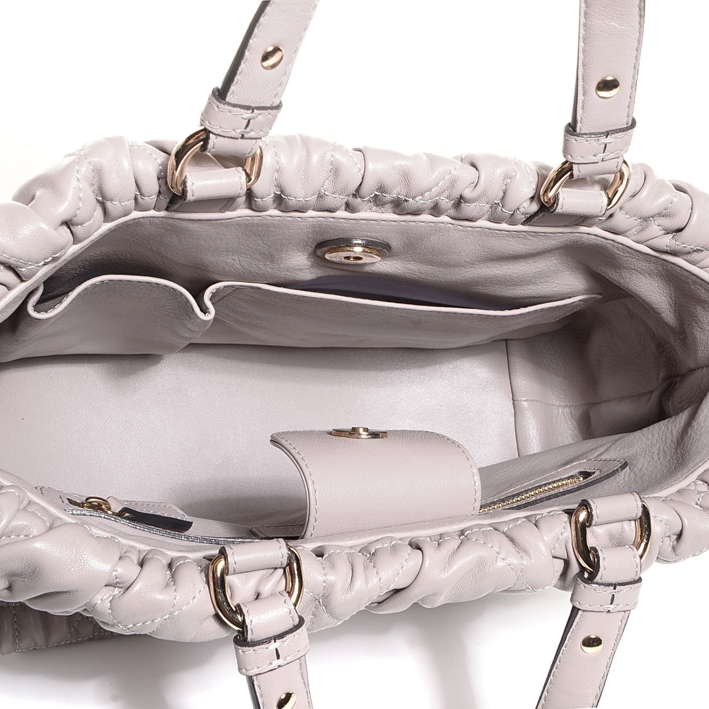 Gaufre Lambskin Cannage Delices Tote Grey