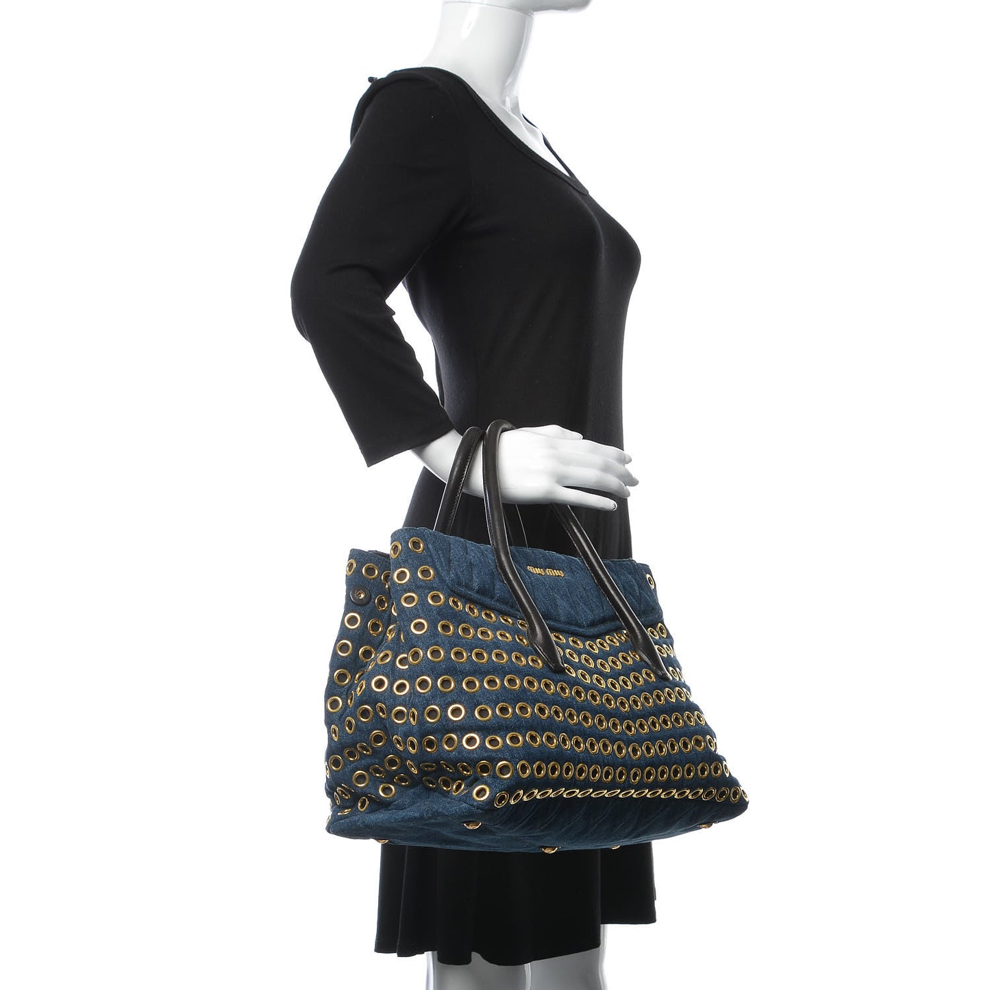 Denim Matelasse Grommet Tote Avio