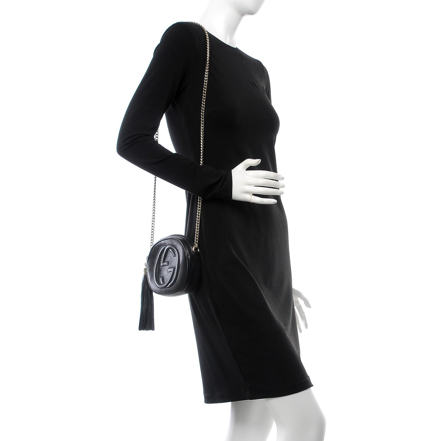 Pebbled Calfskin Mini Soho Chain Bag Black