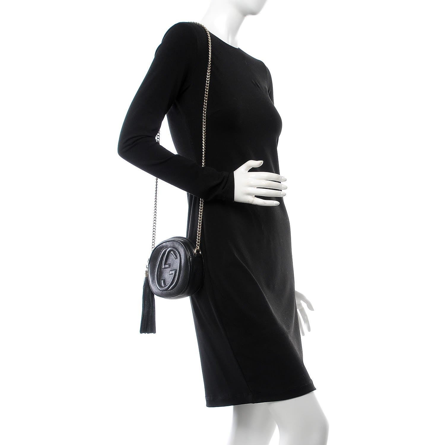 Gucci Pebbled Calfskin Mini Soho Chain Bag Black 2 of 8