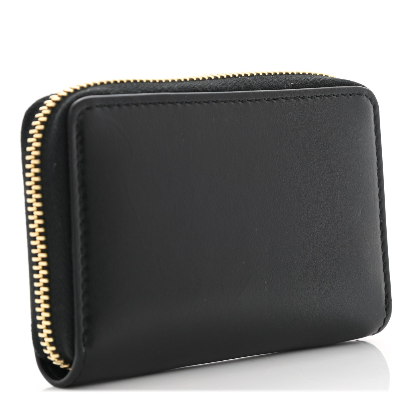 Plutone Calfskin Logo Zip Around Card Case Black