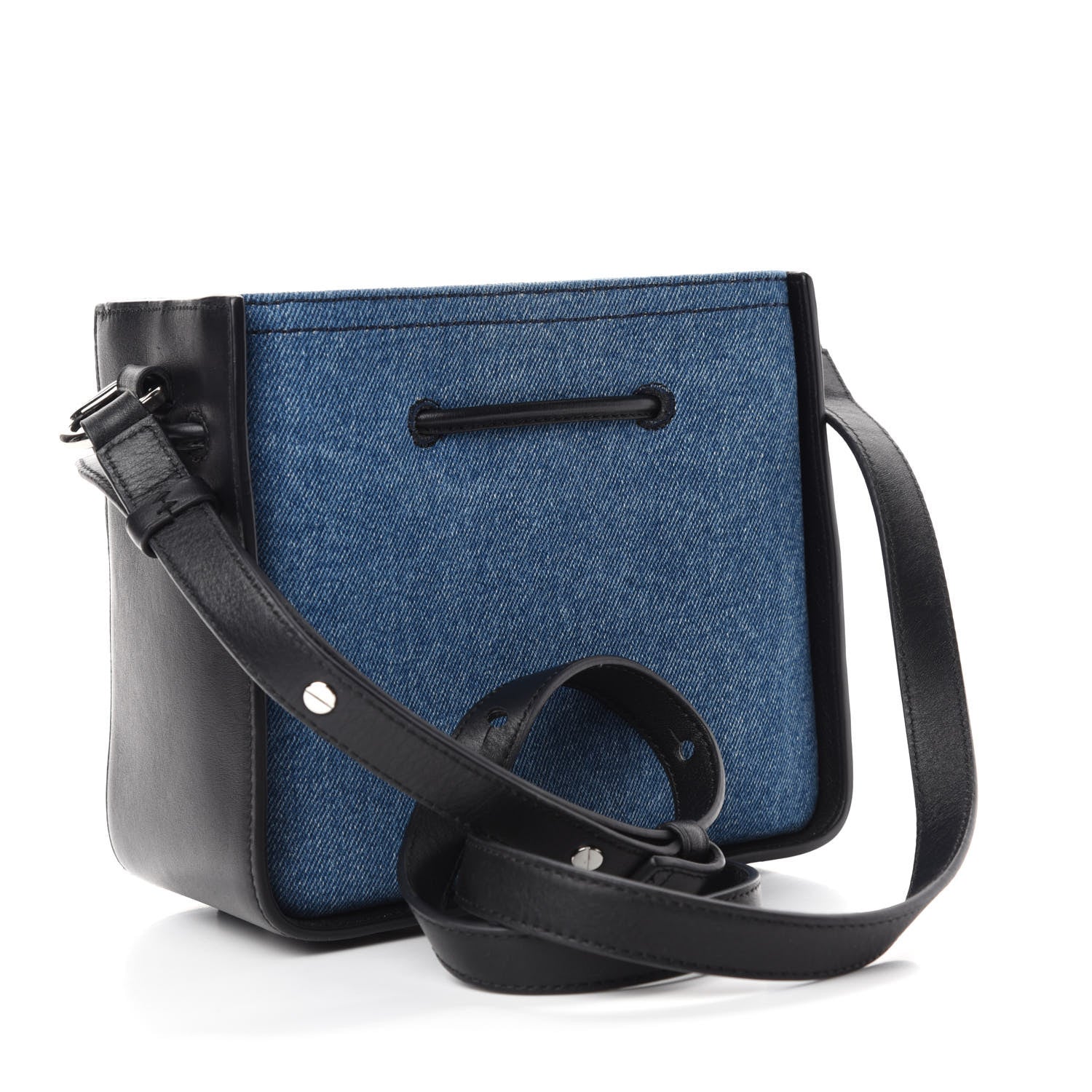 3.1 Phillip Lim Denim Smooth Calfskin Mini Soleil Bucket Bag Blue Black 3 of 10