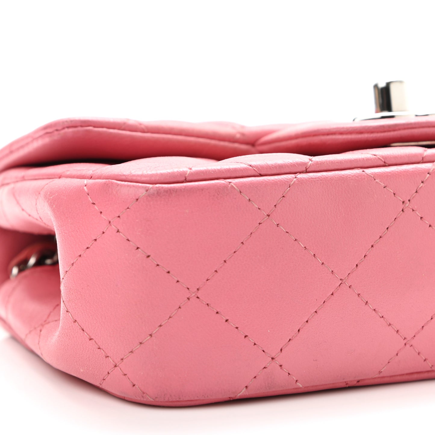 Lambskin Quilted Extra Mini Rectangular Flap Pink