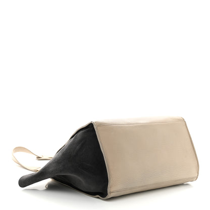 Celine Drummed Calfskin Suede Medium Trapeze Black Taupe 4 of 15