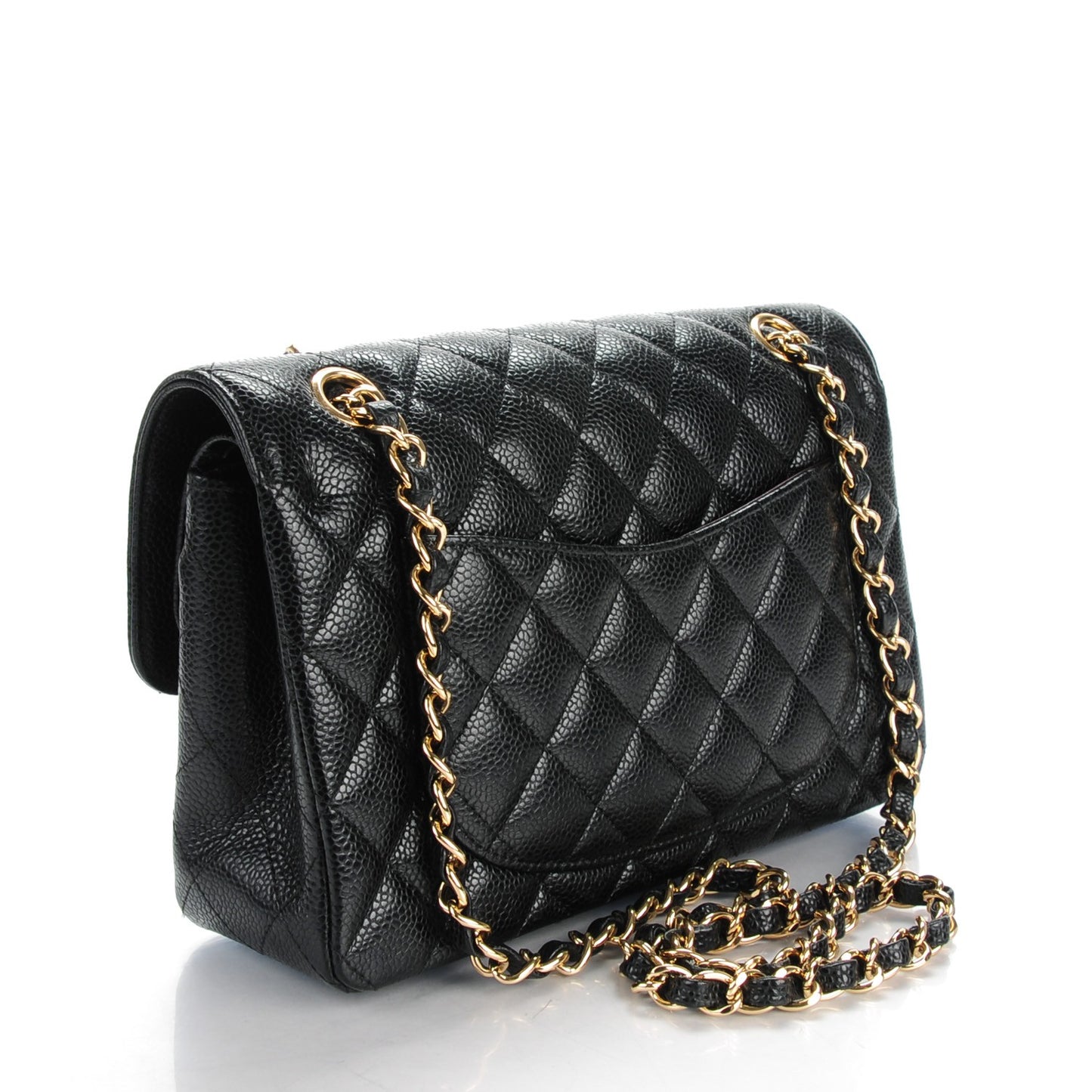 Caviar Quilted Small Double Flap Black
