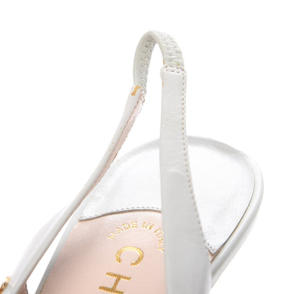 Chanel Lambskin CC Slingback Heels 38 Light Green 12 of 12
