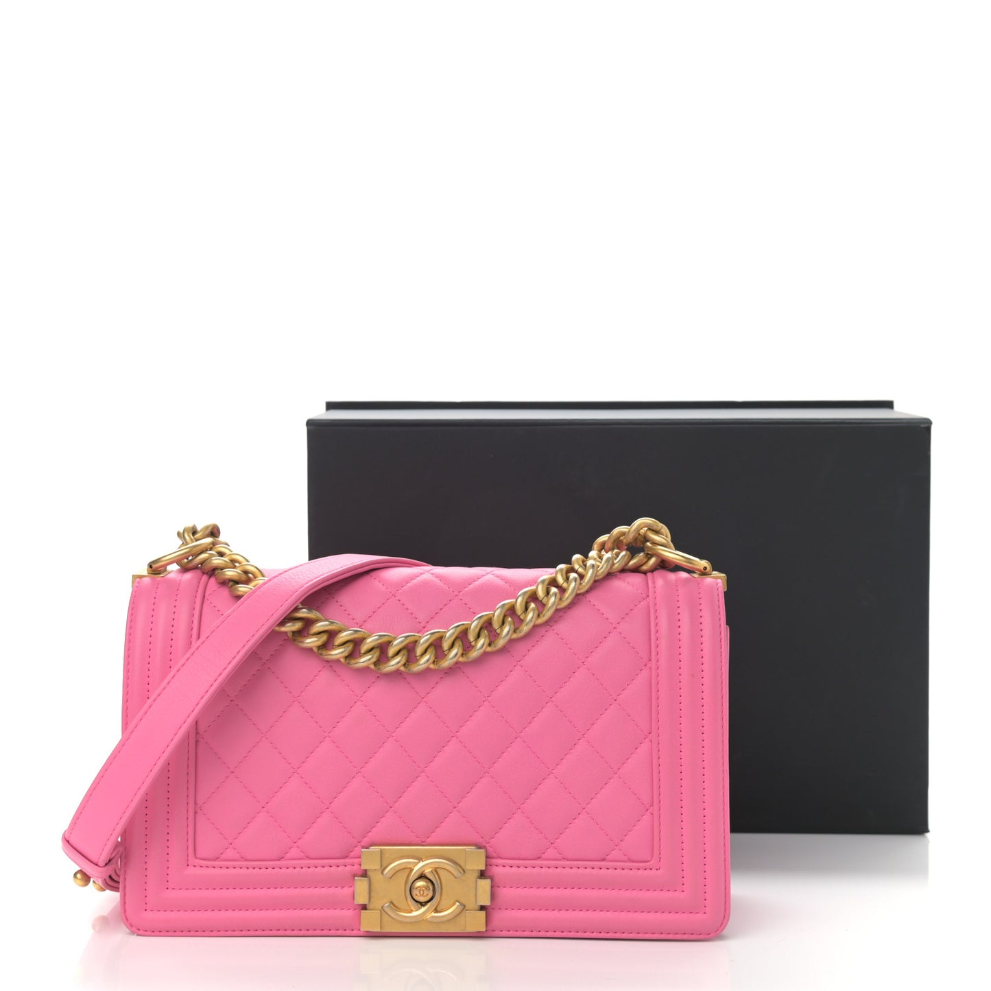 Calfskin Quilted Medium Boy Flap Pink