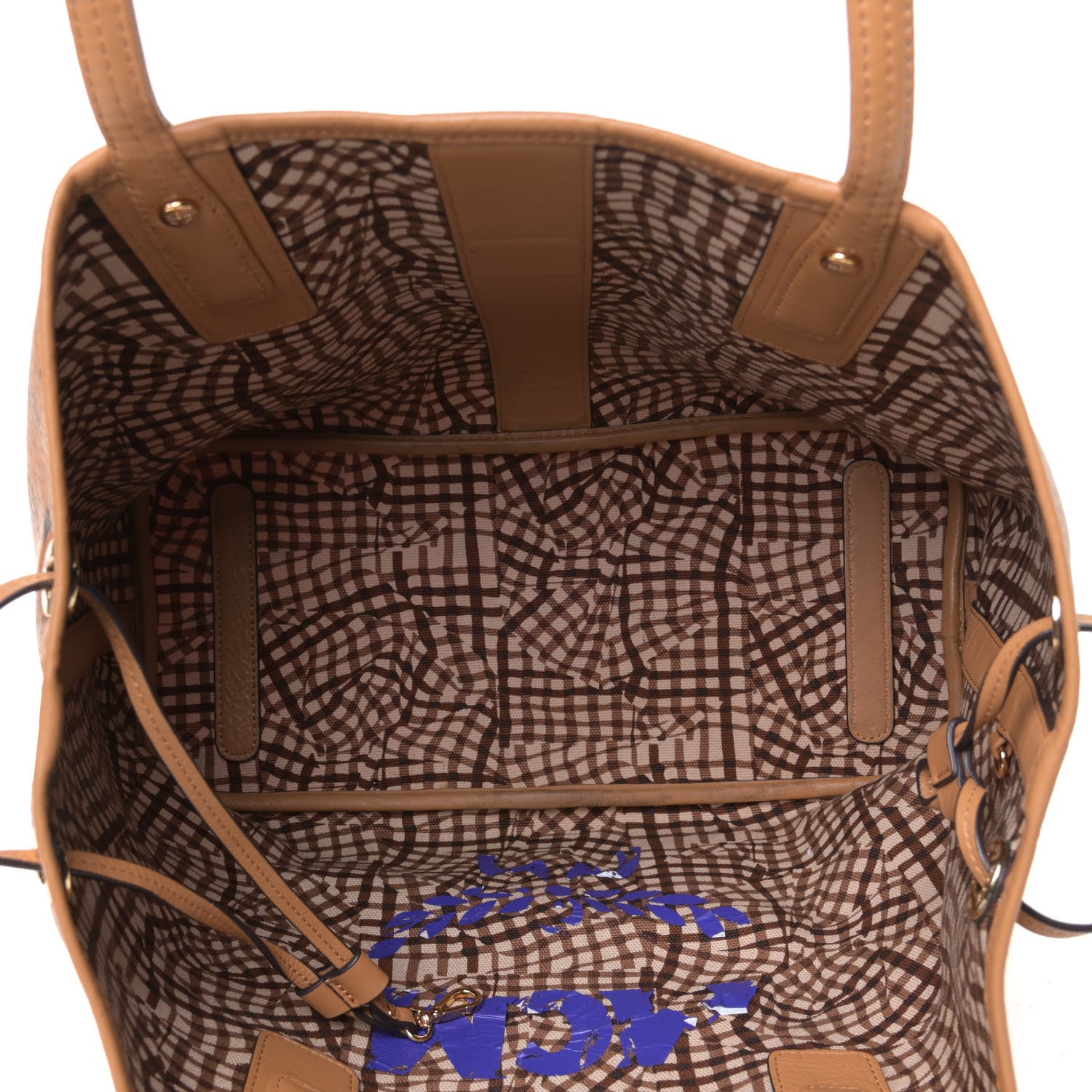 MCM Visetos Medium Liz Reversible Shopper Tote Cognac 4 of 6