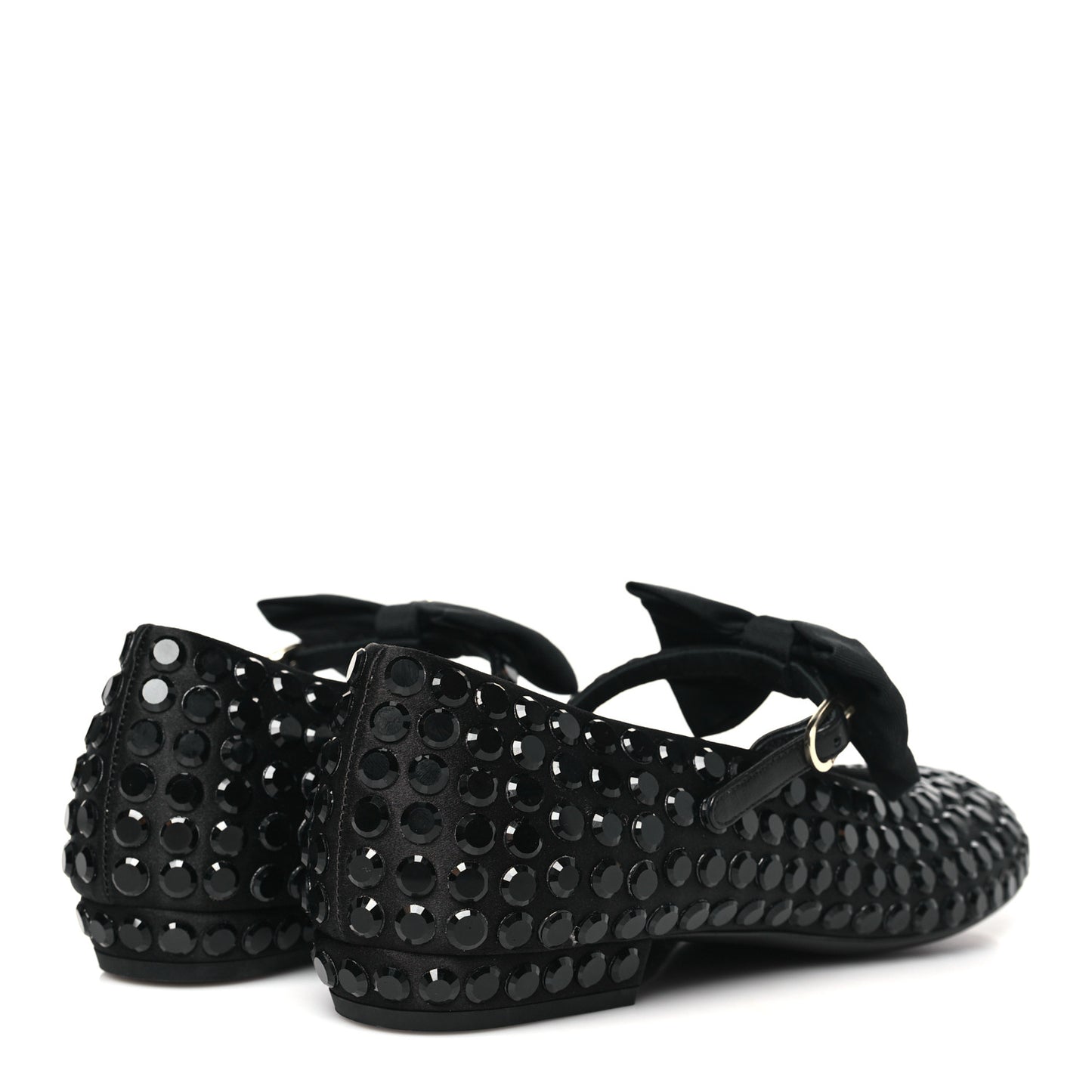 Satin Strass Bow Mary Jane Flats 36.5 Black