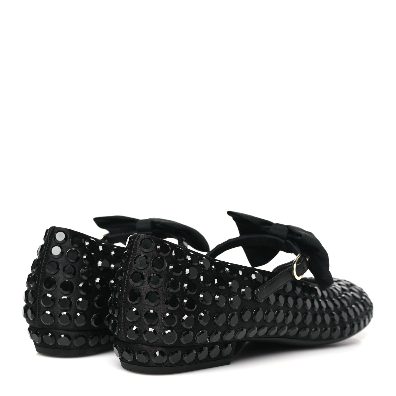 Chanel Satin Strass Bow Mary Jane Flats 36.5 Black 4 of 9
