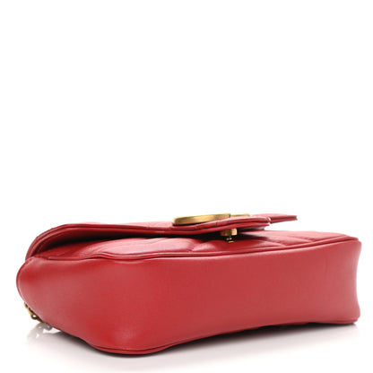 Gucci Calfskin Matelasse Super Mini GG Marmont Shoulder Bag Hibiscus Red 4 of 12