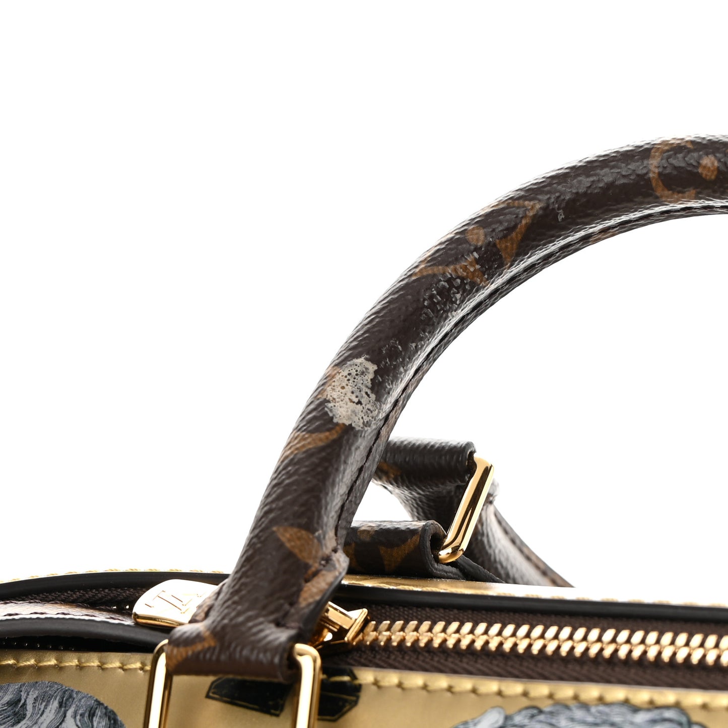 X FORNASETTI Calfskin Fornasetti Speedy Bandouliere 25 Gold