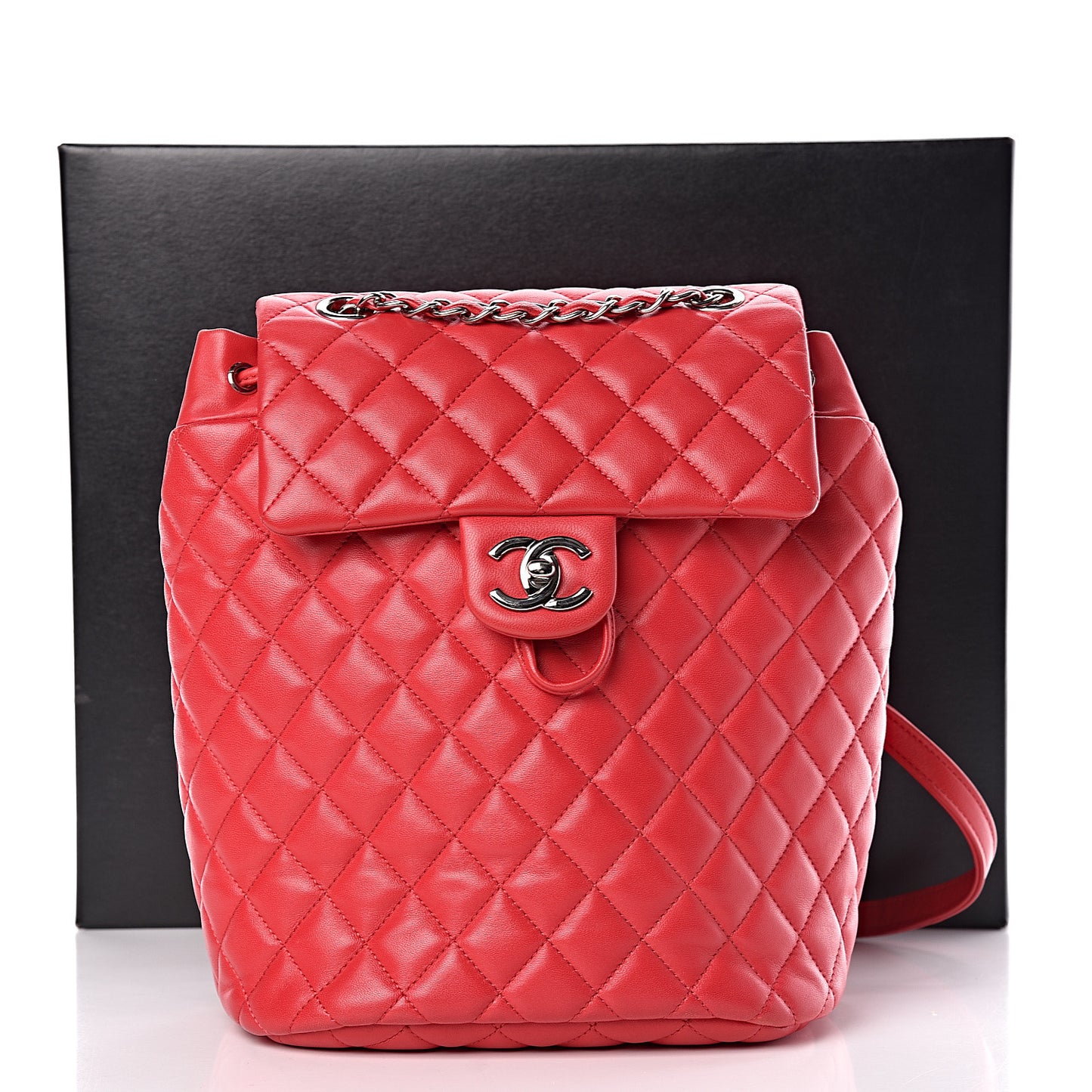Lambskin Quilted Small Urban Spirit Backpack Red