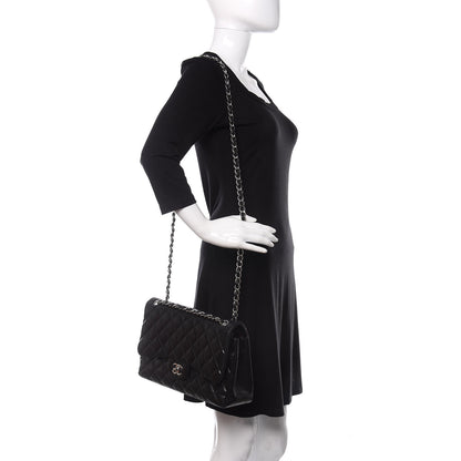 Chanel Lambskin Quilted Jumbo Double Flap Black 2 of 12