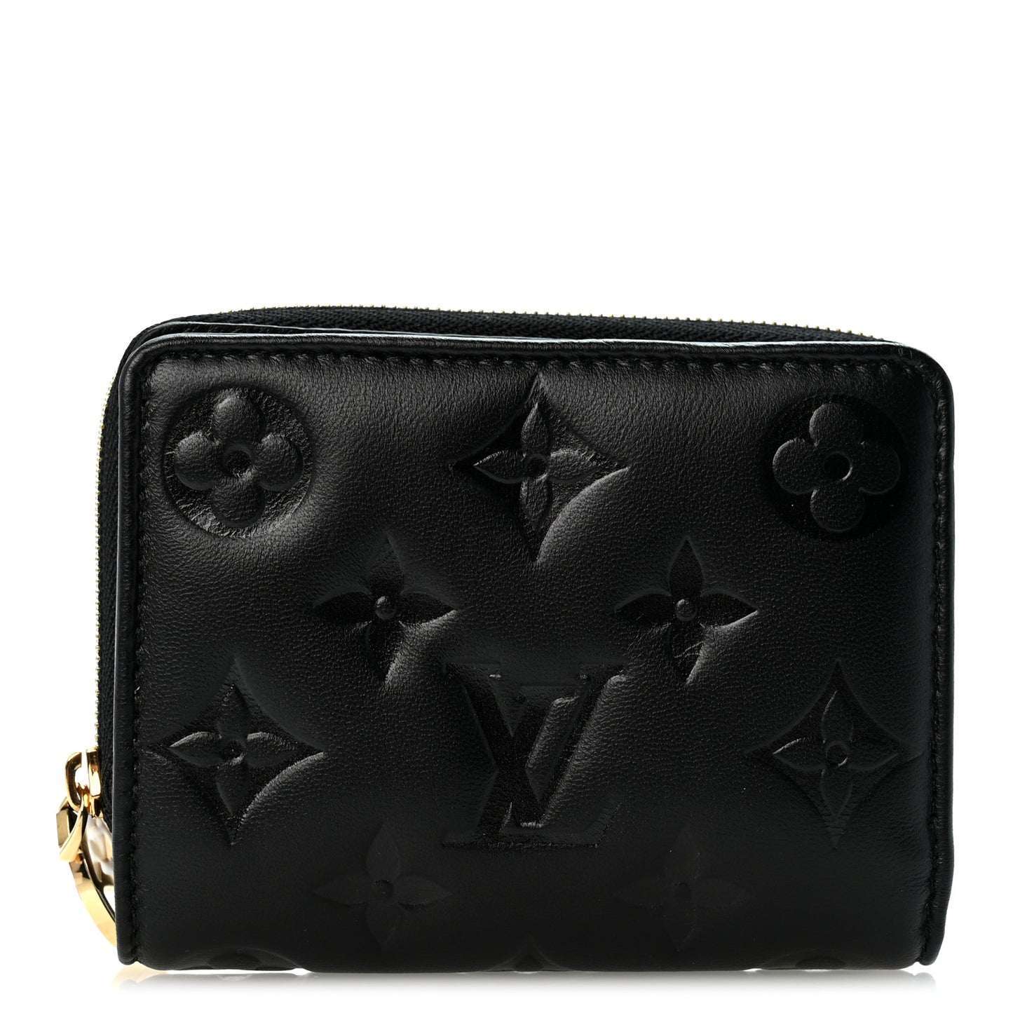 Lambskin Embossed Monogram Lou Coussin Wallet Black