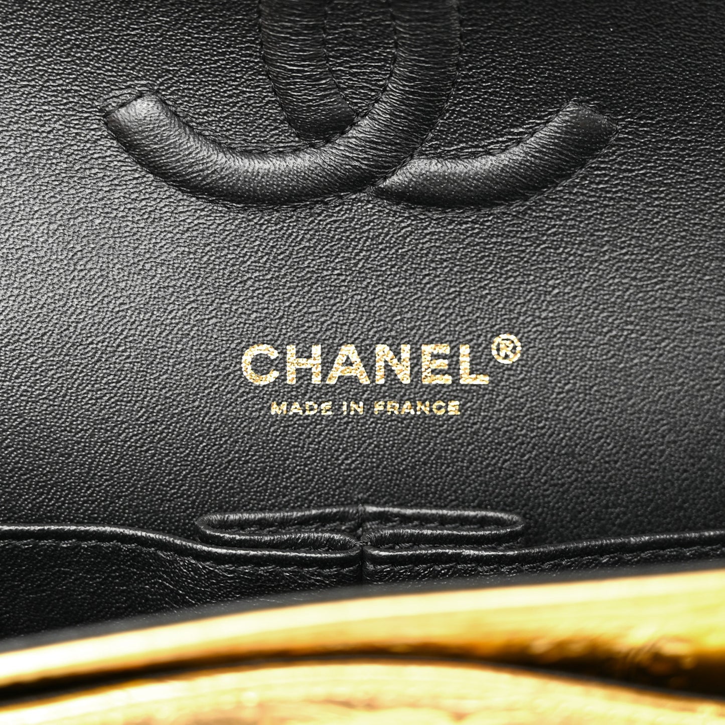 Metallic Calfskin Crocodile Embossed Cocodile Medium Double Flap Gold