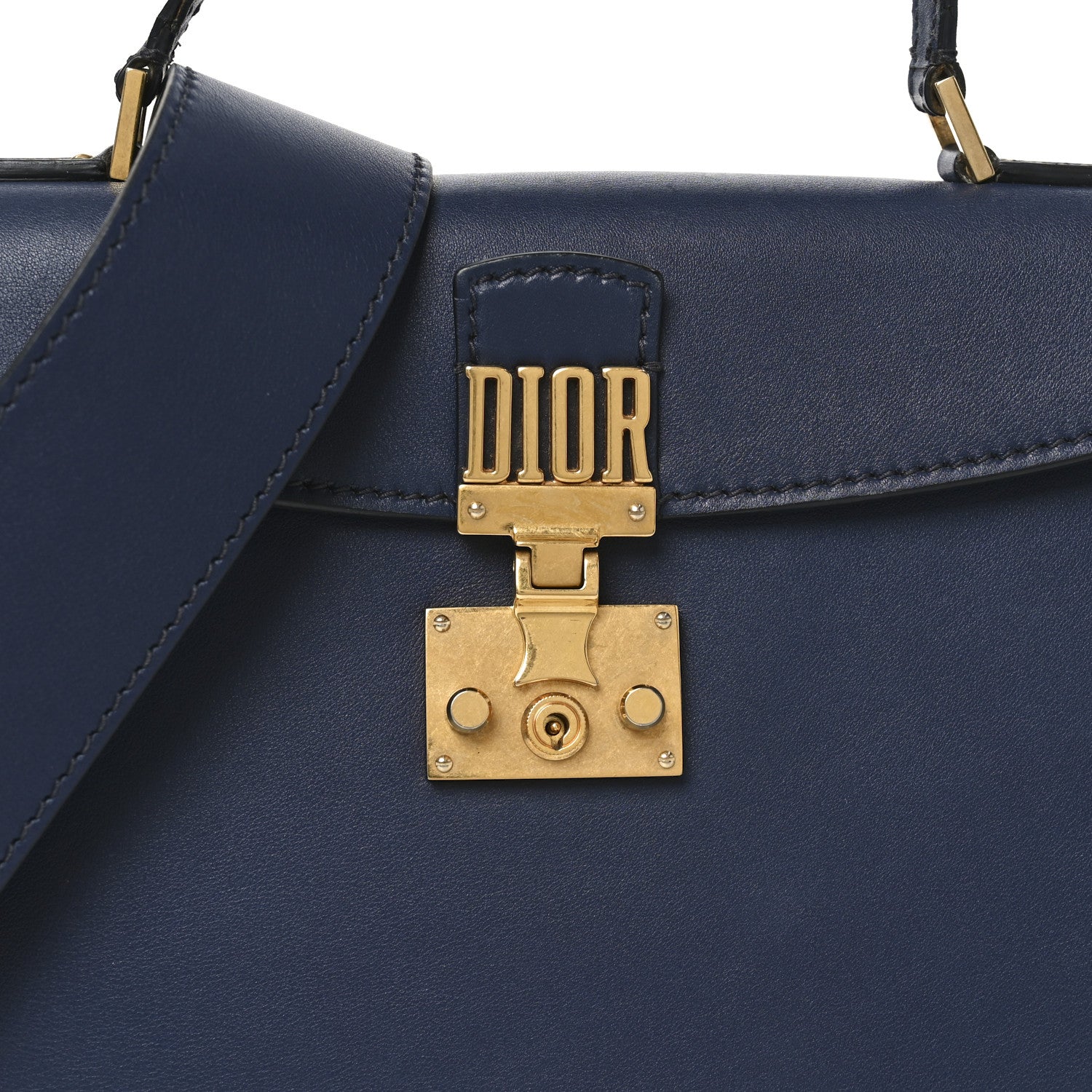 Christian Dior Calfskin Dioraddict Top Handle Navy Blue 7 of 9