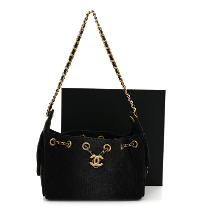 Chanel Washed Denim Quilted Mini Chanel 25 Handbag Black 11 of 11