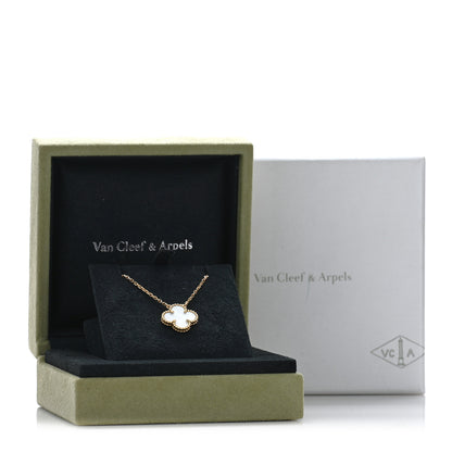 Van Cleef & Arpels 18K Yellow Gold Mother of Pearl Vintage Alhambra Pendant Necklace 5 of 5