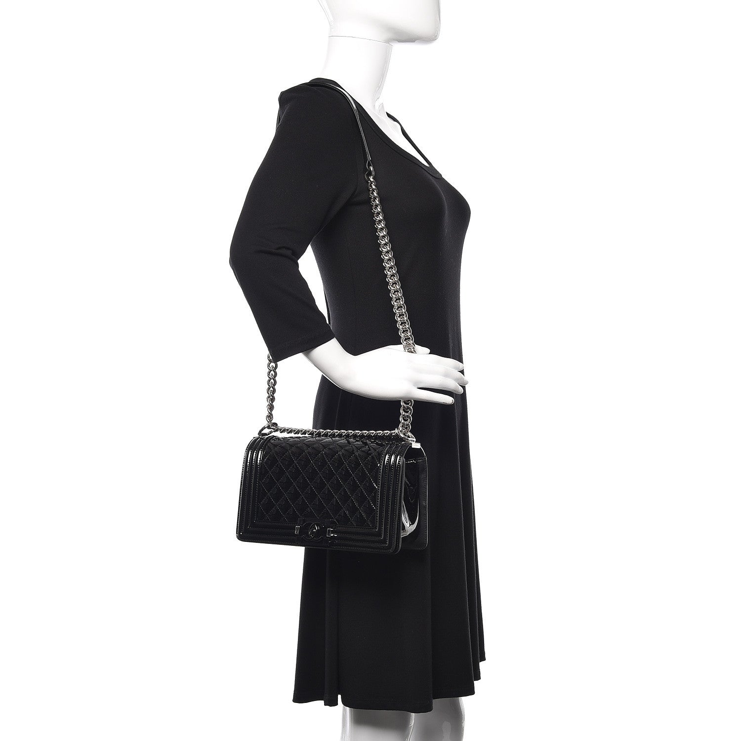 Chanel Patent Calfskin Quilted Medium Plexiglass Boy Flap Black 2 of 12