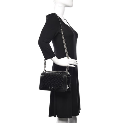 Chanel Patent Calfskin Quilted Medium Plexiglass Boy Flap Black 2 of 12