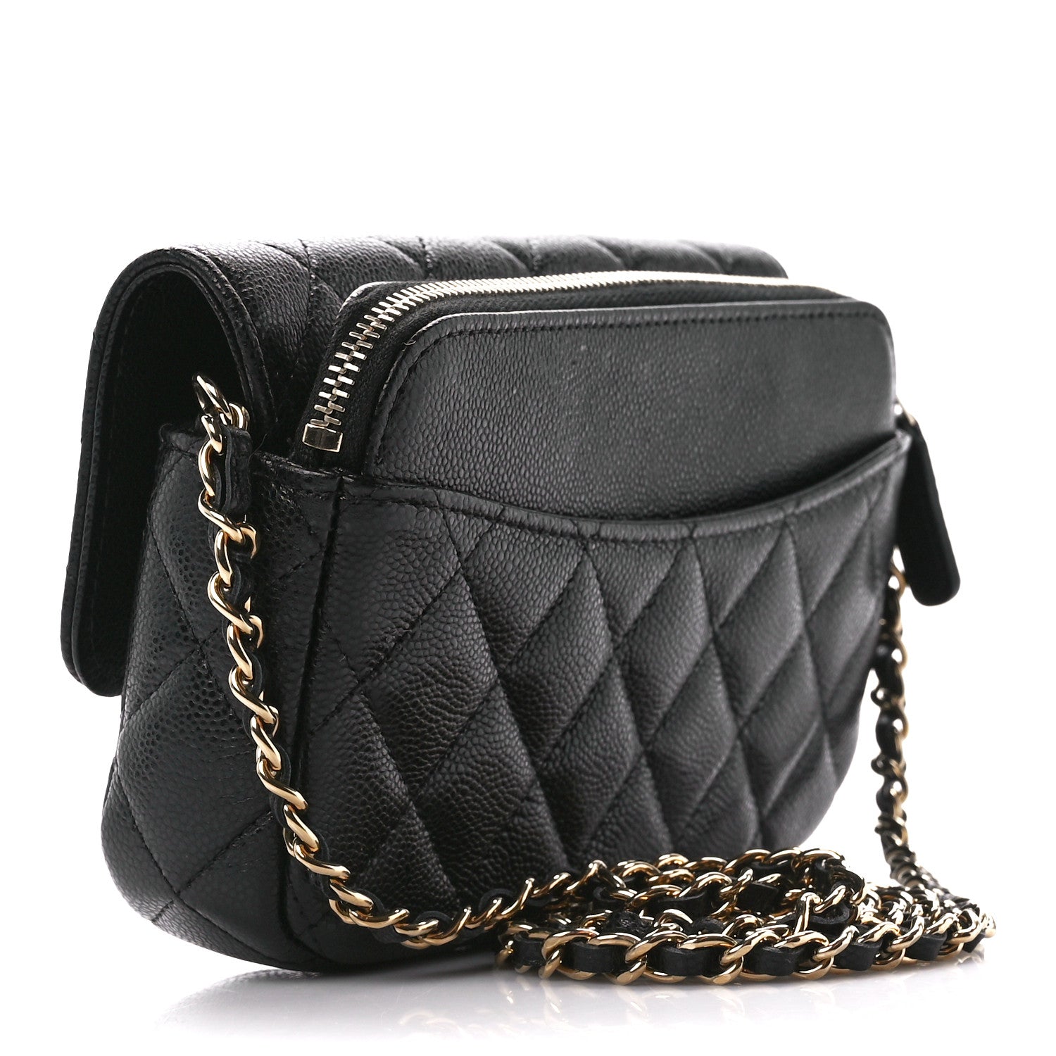 Chanel Caviar Quilted Flap Phone Holder With Chain Black 3 of 13