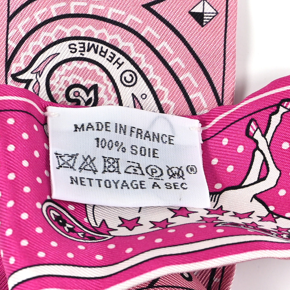 Silk Cheval De Coeur Bandana Twilly Fuchsia Vieux Rose White