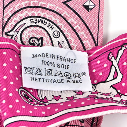 Hermes Silk Cheval De Coeur Bandana Twilly Fuchsia Vieux Rose White 3 of 3