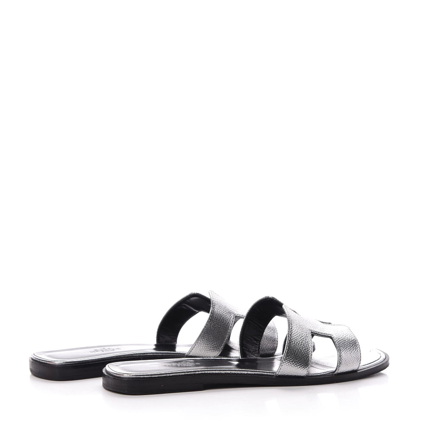 Metallic Epsom Oran Sandals 40 Gris Argente