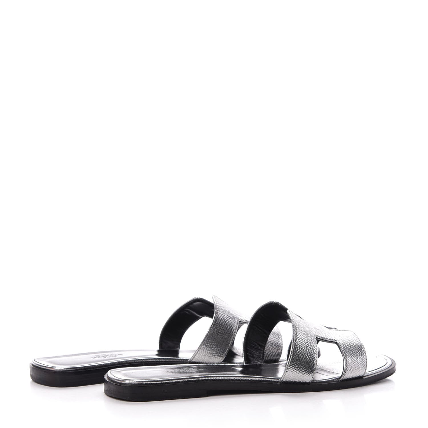 Hermes Metallic Epsom Oran Sandals 40 Gris Argente 4 of 12