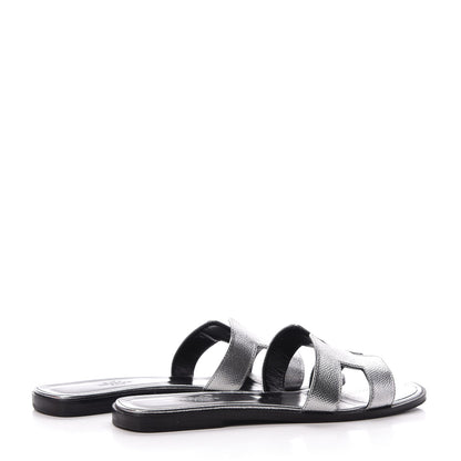 Hermes Metallic Epsom Oran Sandals 40 Gris Argente 4 of 12
