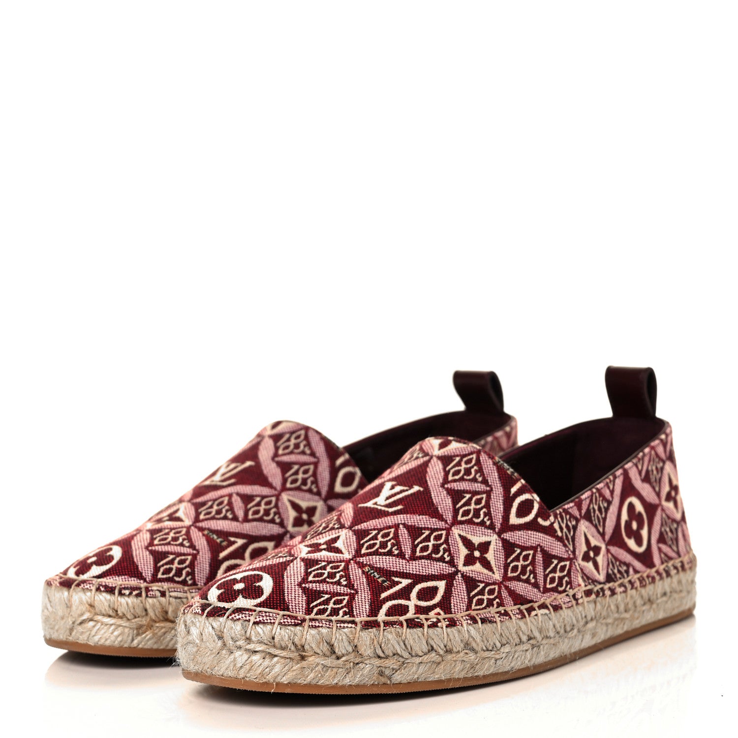 Louis Vuitton Jacquard Since 1854 Starboard Espadrille Flats 37.5 Bordeaux 3 of 8