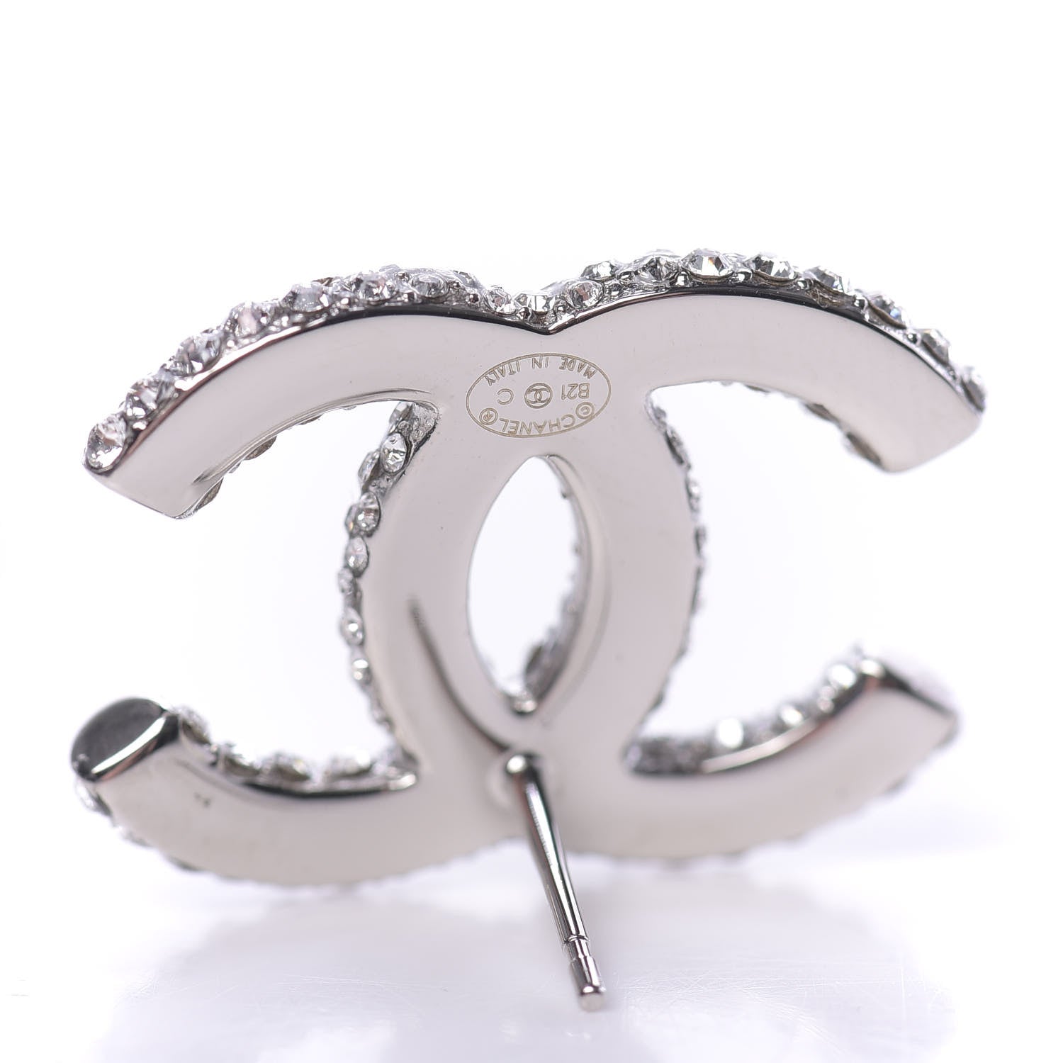 Chanel Crystal CC Treasure Chest Earrings Silver 4 of 5