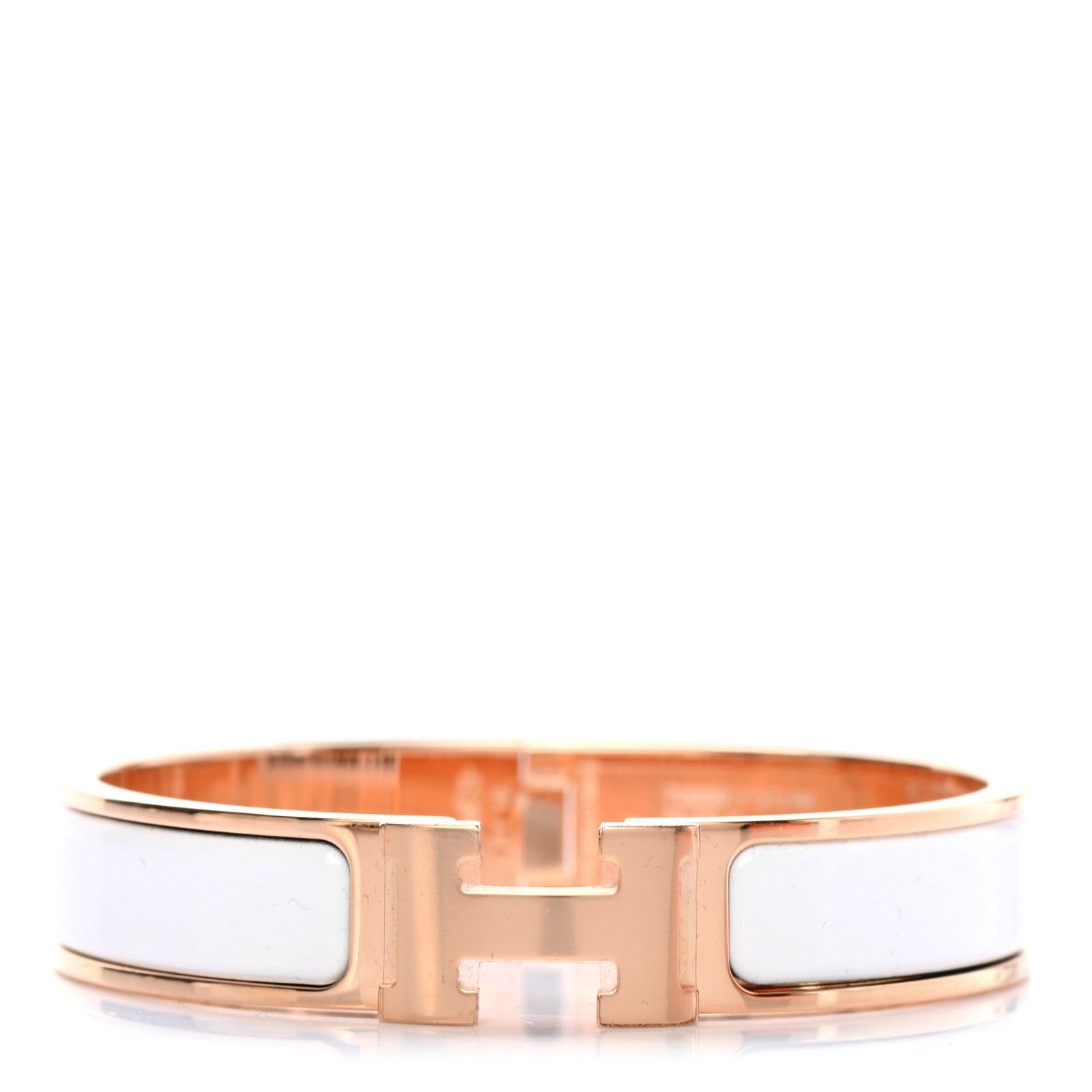 Hermes Enamel Narrow Clic Clac H Bracelet PM White 1 of 3