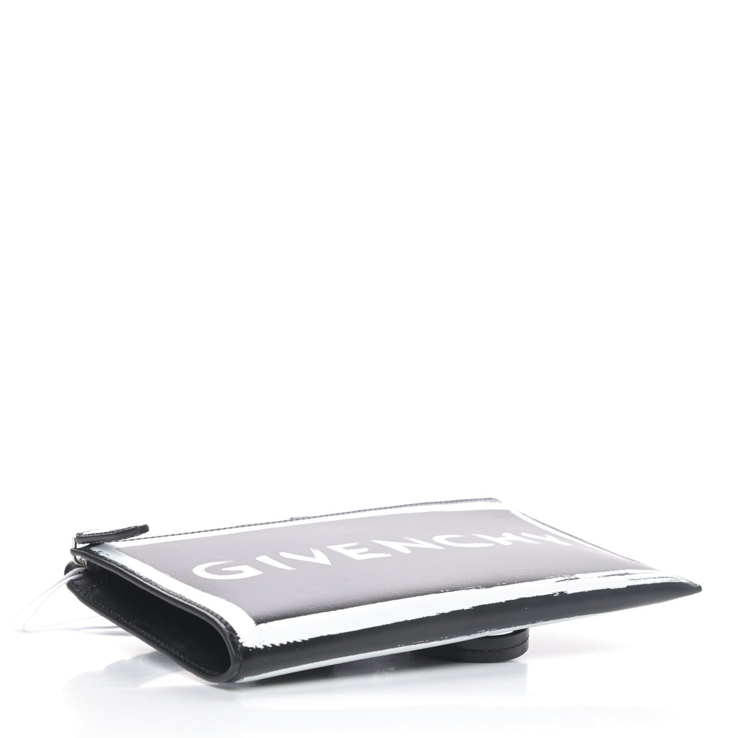 Smooth Calfskin Graffiti Paint Logo Pouch Black