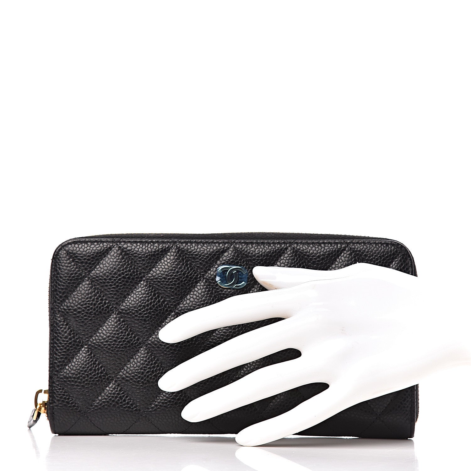 Chanel Caviar Quilted Large Gusset Zip Around Wallet Black 2 of 9