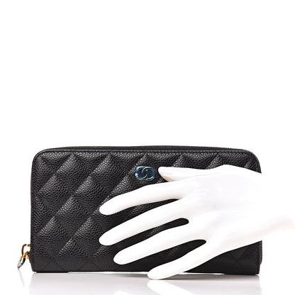 Chanel Caviar Quilted Large Gusset Zip Around Wallet Black 2 of 9