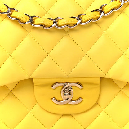 Chanel Lambskin Quilted Jumbo Double Flap Yellow 9 of 13
