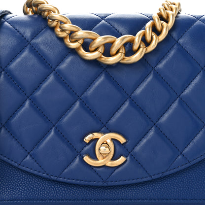 Chanel Calfskin Caviar Quilted Chain Handle Flap Blue 7 of 9