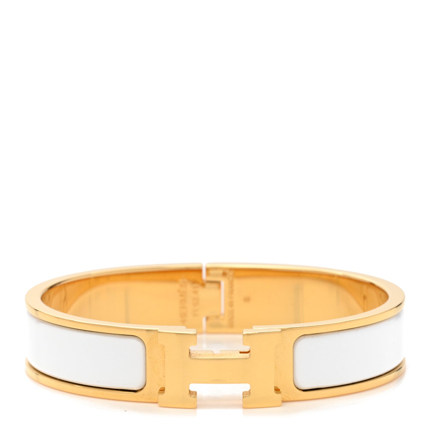 Enamel Narrow Clic Clac H Bracelet PM White