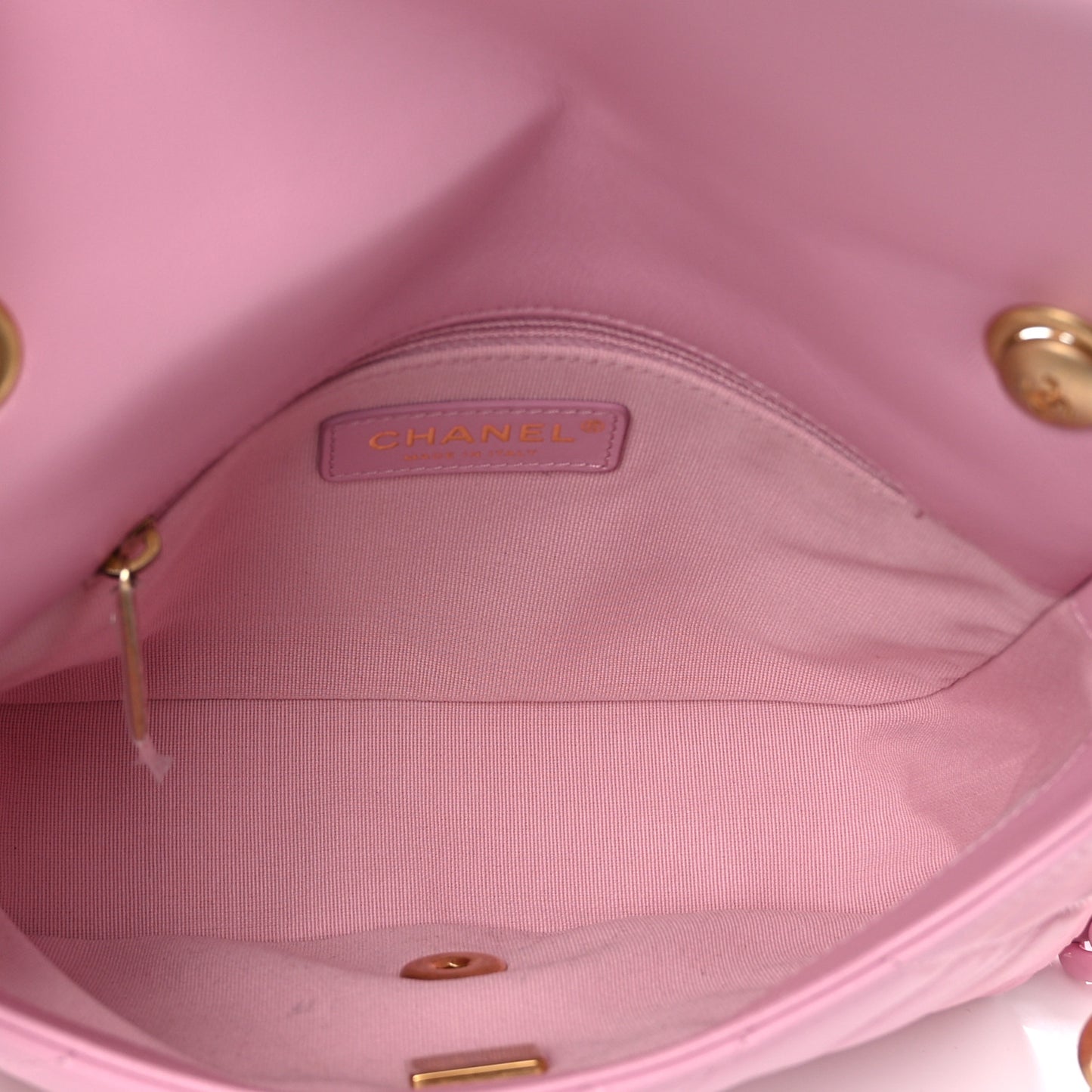 Lambskin Quilted Small Lacquered Chain Flap Pink