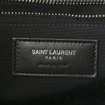 Saint Laurent Grain De Poudre Matelasse Chevron Large Monogram Satchel Gris Perle 6 of 10