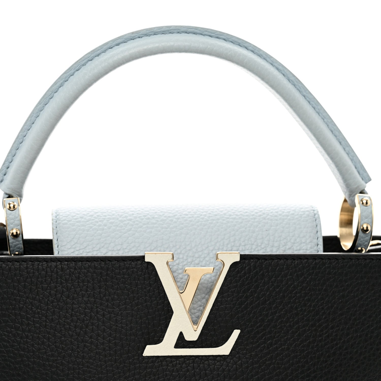 Louis Vuitton Taurillon Capucines MM Black Blue White 5 of 10