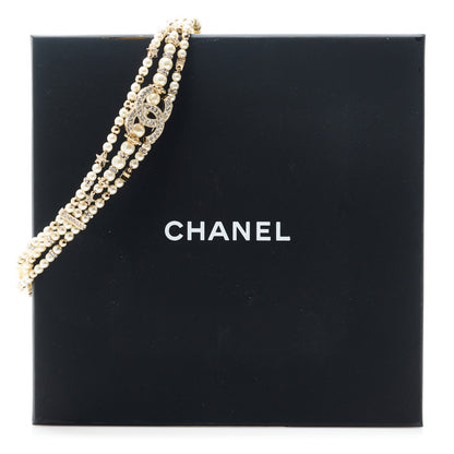 Chanel Pearl Crystal CC Star Choker Necklace Gold 5 of 5