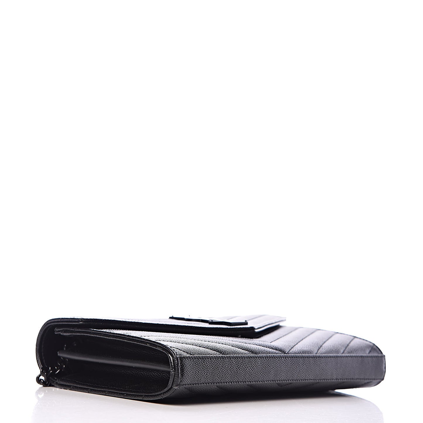 Grain De Poudre Matelasse Chevron Monogram Chain Wallet Black