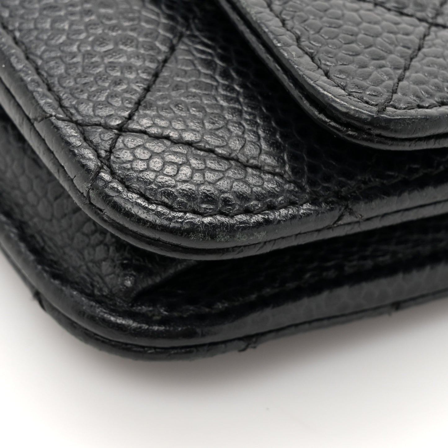 Caviar Quilted Wallet On Chain WOC Black